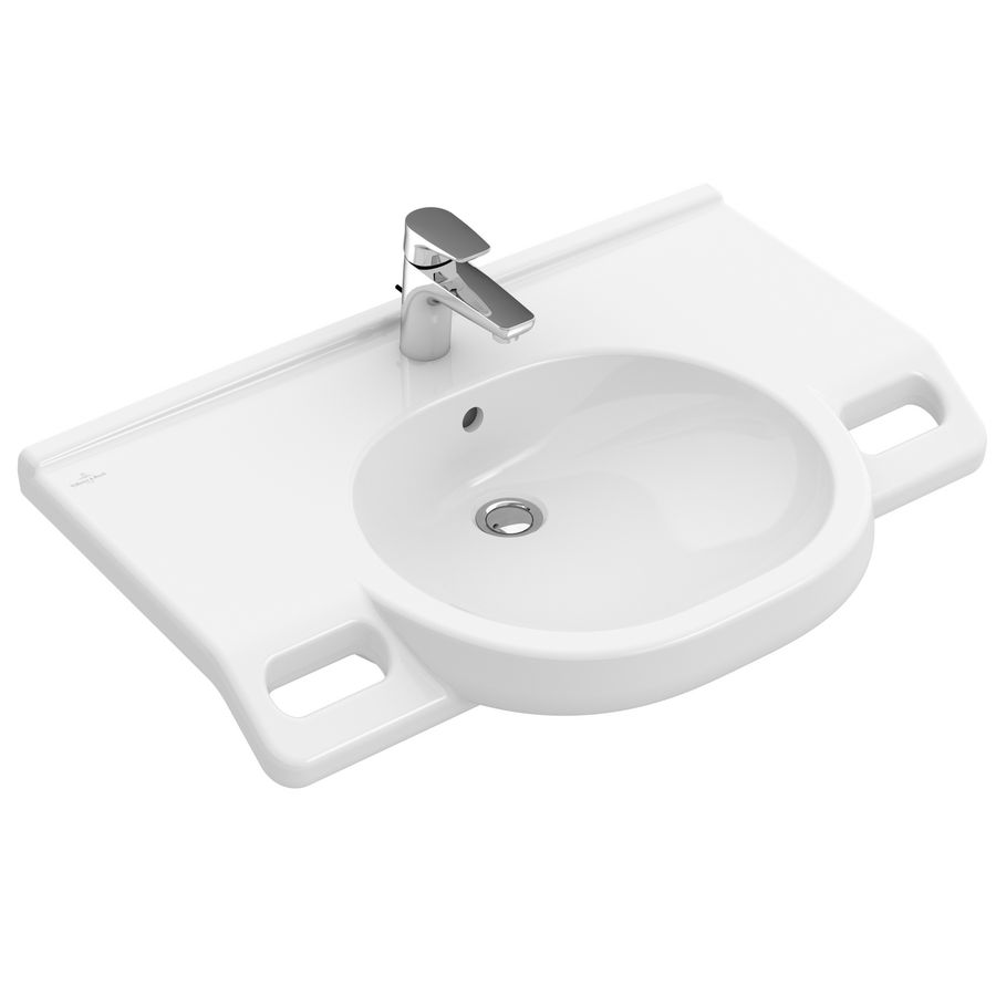 Rolstoelwastafel ViCare (O.novo Vita) ovaal 800x550mm wit Alpin C+ met kraangat zonder overloop