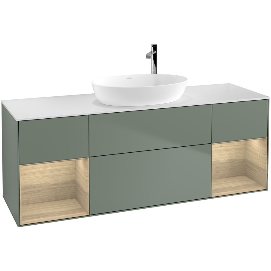 Wastafelonderkast Finion 1600x603x501mm Olive Matt Lacquer G981PCGM