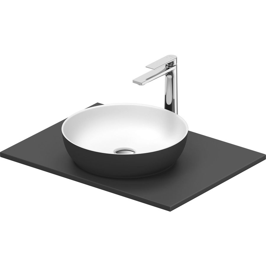 SIVIDA #268012 wastafelblad incl. opzetkom donkergrijs mat binnenzijde wit mat 680mm