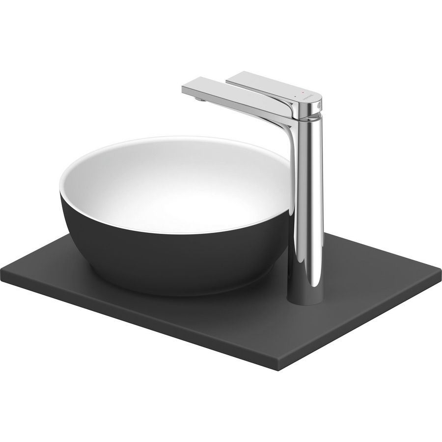 SIVIDA #268022 wastafelblad incl. opzetkom donkergrijs mat binnenzijde wit mat 410mm