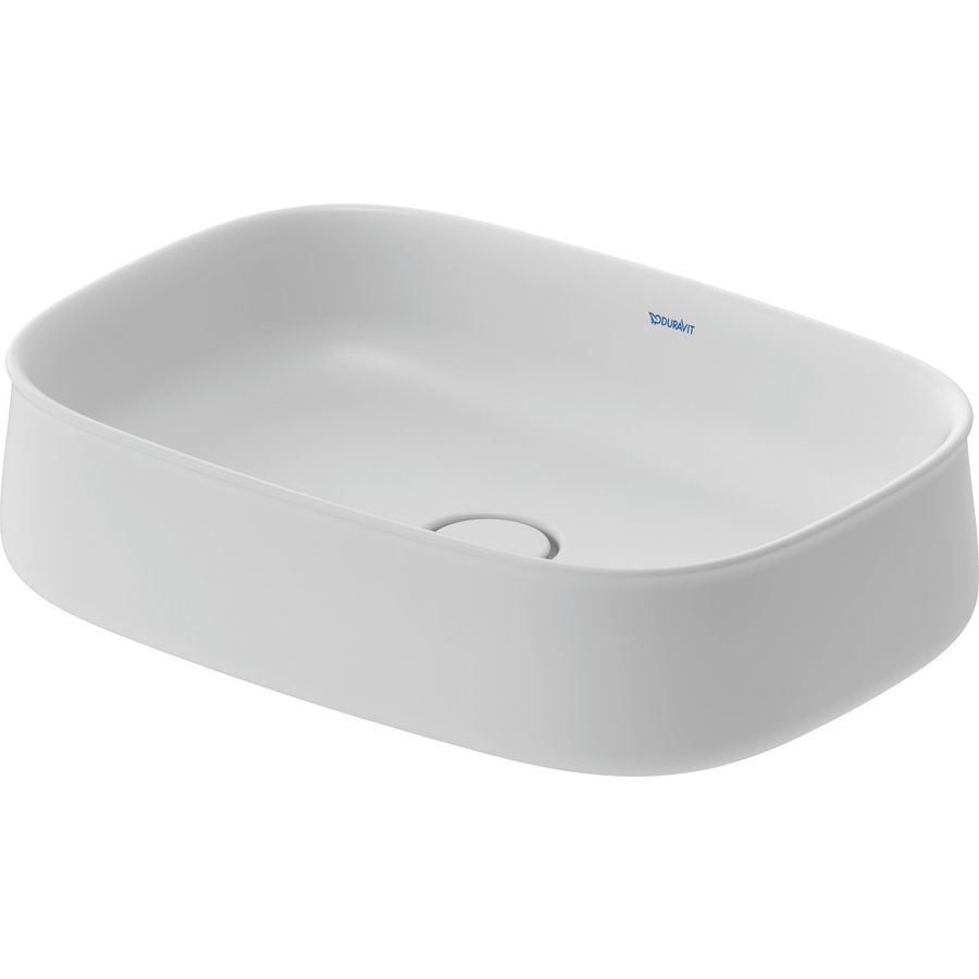Zencha #237355 Opzetwastafel wit Zijdemat 550mm geslepen zonder kraangat