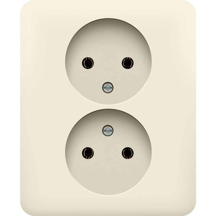 Dubbel 2pol stopcontact z.aarding volledig app. cream