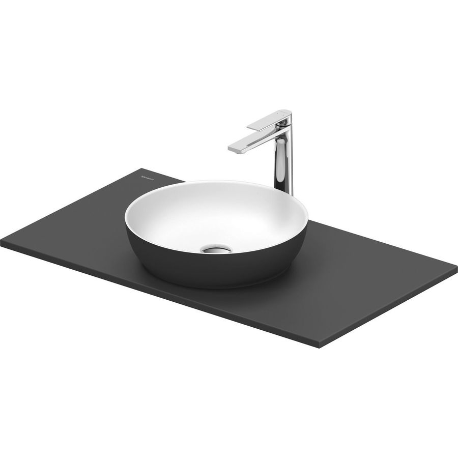 SIVIDA #268013 wastafelblad incl. opzetkom donkergrijs mat binnenzijde wit mat 880mm