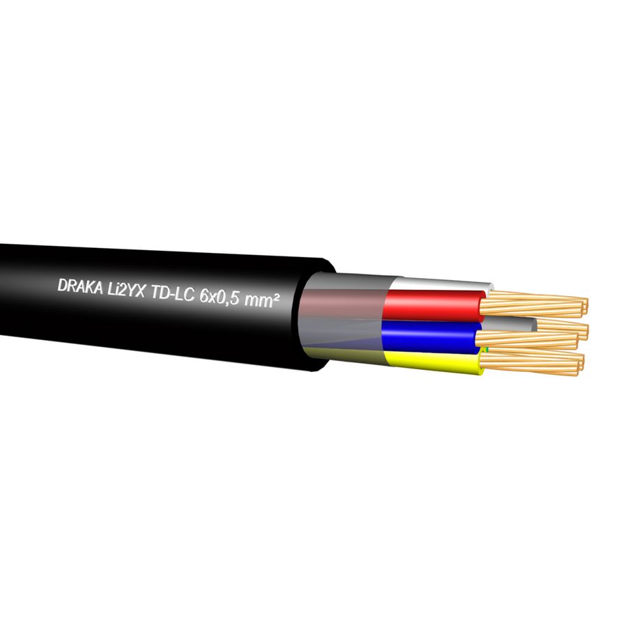 Haspel a 500m. Detectieluskab Li2YX TD-LC bk# 6x0,5mm²