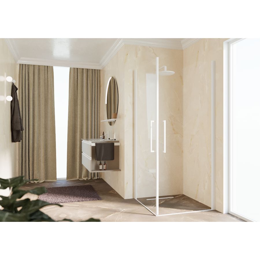 Hoekinstap Young Plus 2G 77 Ver.77-79Cm Helder Glas Wit Mat