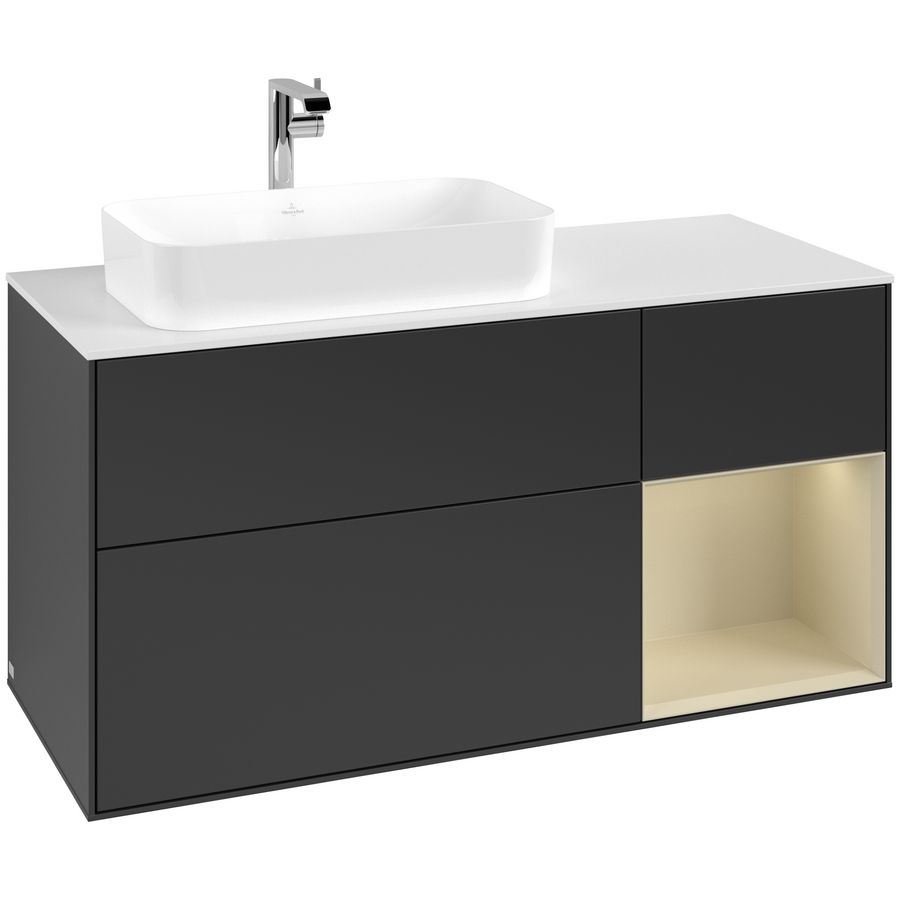 Wastafelonderkast Finion 1200x603x501mm Black Matt Lacquer G281HJPD