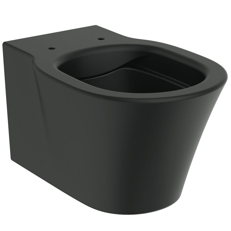 Wandcloset 540mm rimls+ diepspoel blinde bevestiging silk black E2 (excl. zitting)