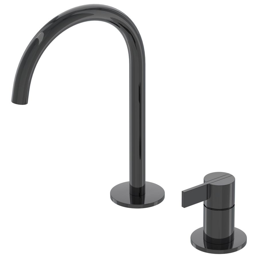 Wastafelmengkraan PACT 2-gats bladmontage uitloop zwart chroom