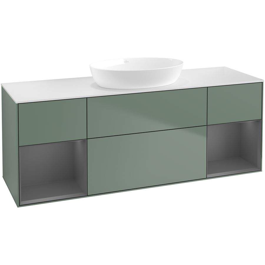 Wastafelonderkast Finion 1600x603x501mm Olive Matt Lacquer GD01GKGM