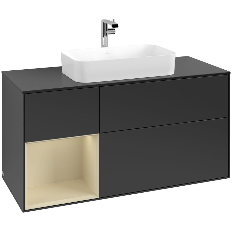 Wastafelonderkast Finion 1200x603x501mm Black Matt Lacquer G292HJPD