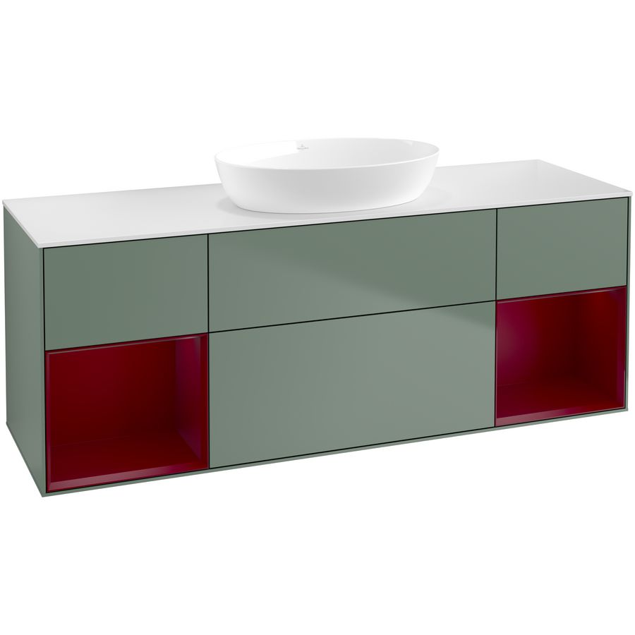 Wastafelonderkast Finion 1600x603x501mm Olive Matt Lacquer GD01HBGM