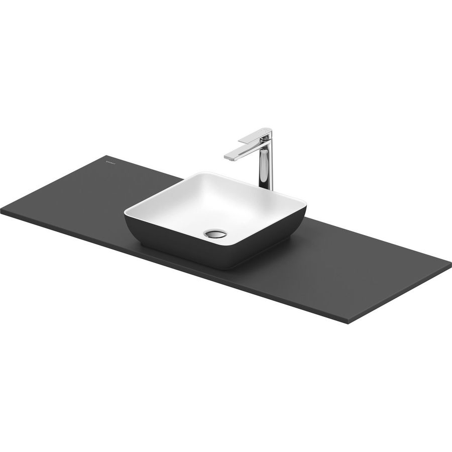 SIVIDA #268020 wastafelblad incl. opzetkom donkergrijs mat binnenzijde wit mat 1280mm