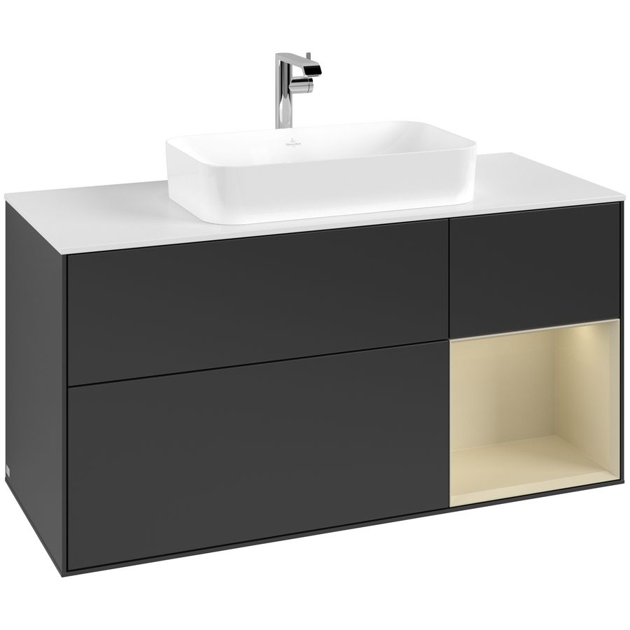Wastafelonderkast Finion 1200x603x501mm Black Matt Lacquer G301HJPD