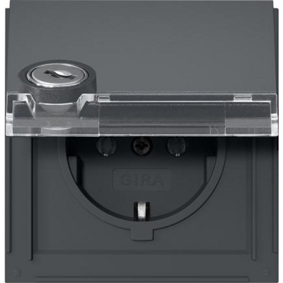 wandcontactdoos met randaarde KD slot gelijk + TK Gira TX_44 antraciet