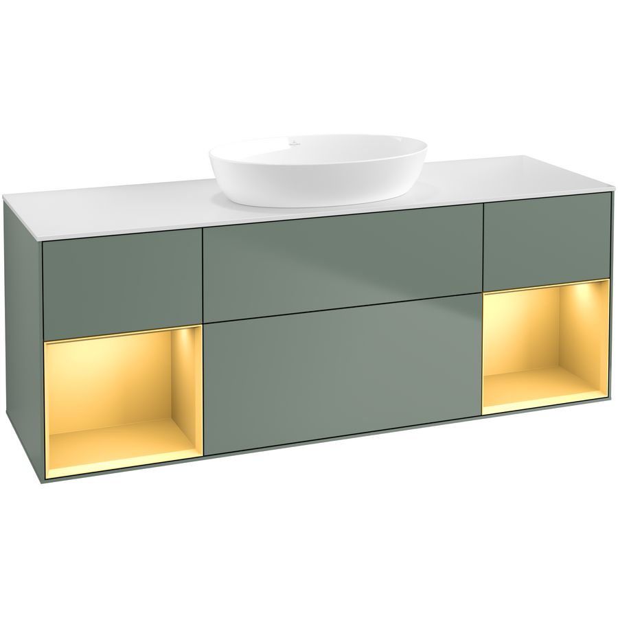 Wastafelonderkast Finion 1600x603x501mm Olive Matt Lacquer GD01HFGM