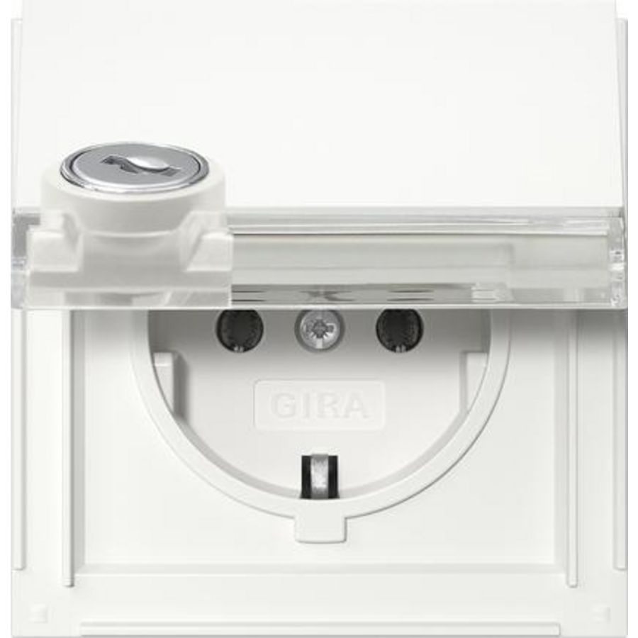 wandcontactdoos met randaarde KD slot gelijk + TK Gira TX_44 zuiver wit