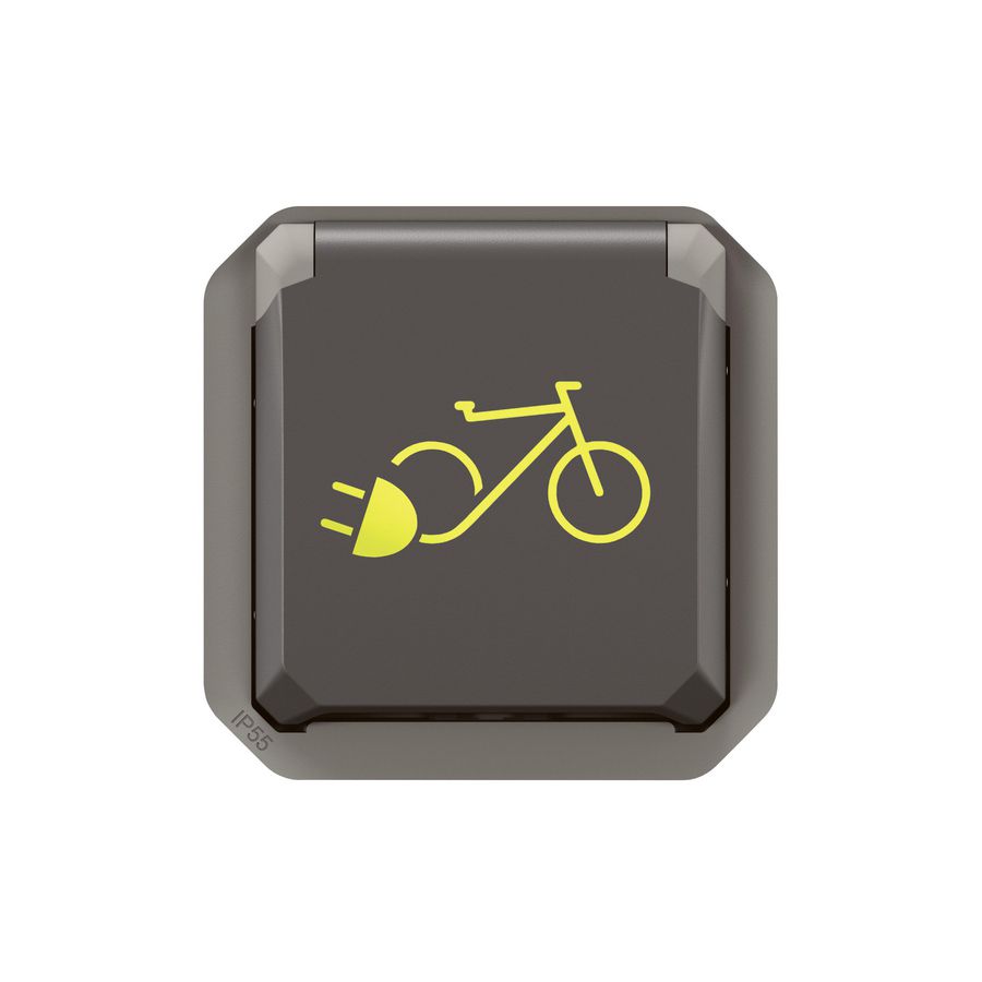 Fiets Wandcontactdoos Penaarde mechanisme antraciet Plexo
