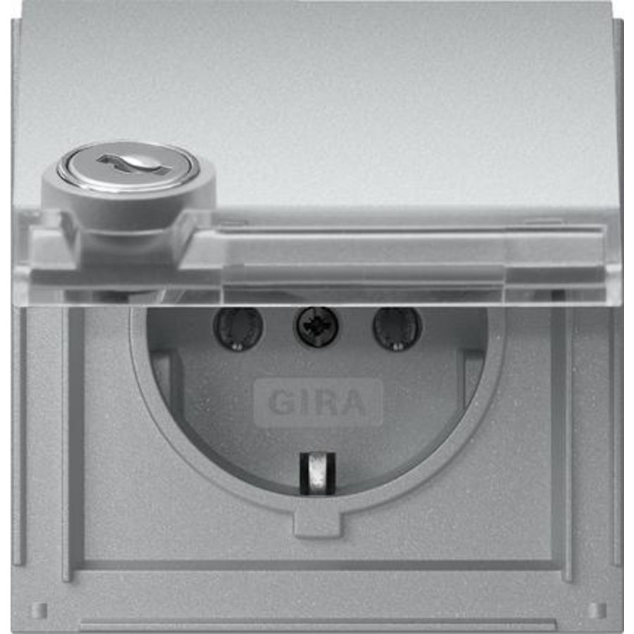 wandcontactdoos met randaarde KD slot gelijk + TK Gira TX_44 kl.alum.