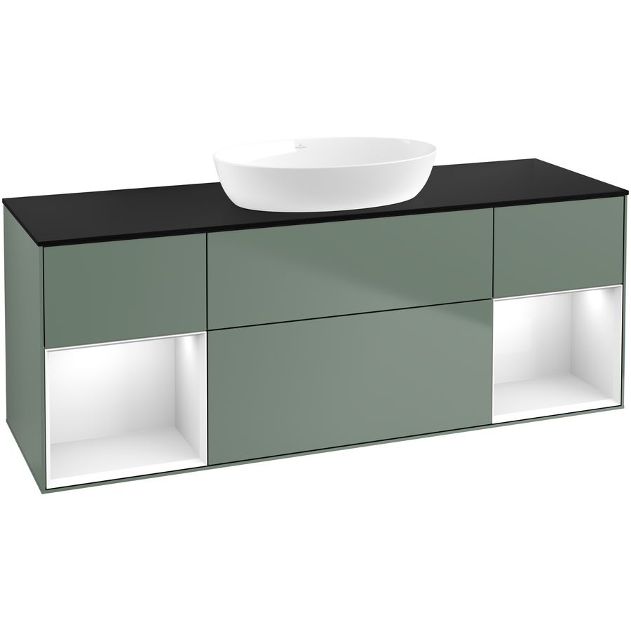 Wastafelonderkast Finion 1600x603x501mm Olive Matt Lacquer GD02GFGM