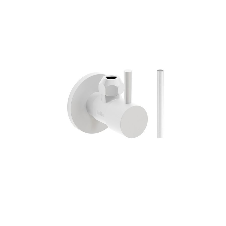 InBe Design type 1 hoekstopkraan  1/2"x3/8"-10mm rond mat wit incl. krimpkous tbv aansluitslang/aansluitbuisje