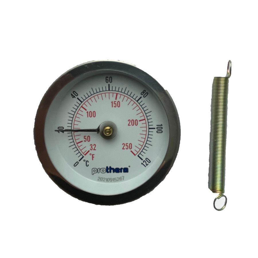 Thermometer 63mm 0-120°C met buisklemveer