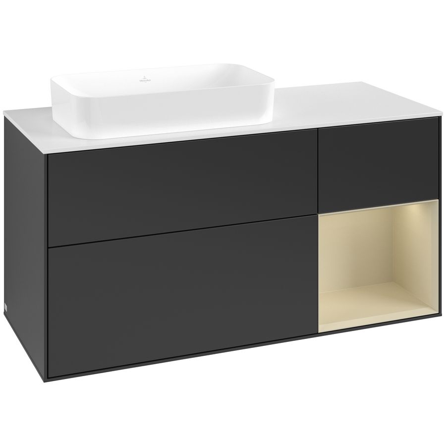 Wastafelonderkast Finion 1200x603x501mm Black Matt Lacquer G691HJPD
