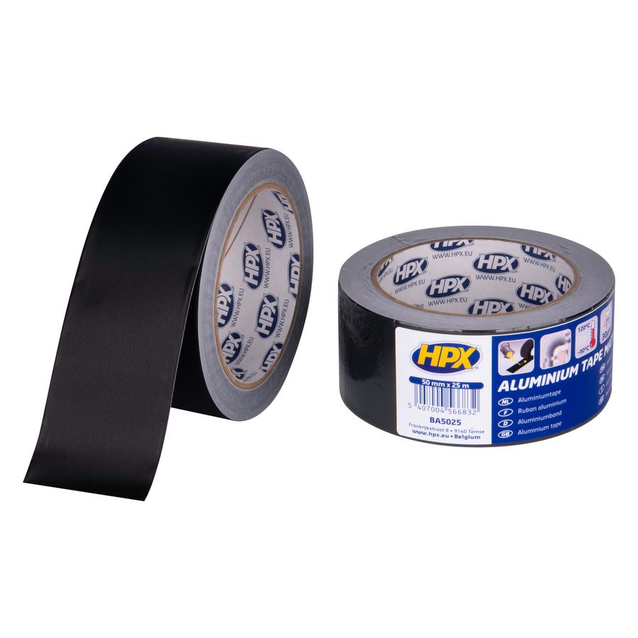 Aluminiumtape zwart 50mmx25m