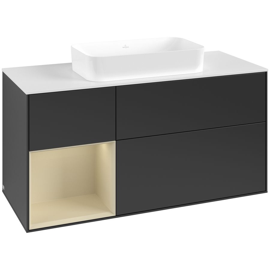 Wastafelonderkast Finion 1200x603x501mm Black Matt Lacquer G701HJPD