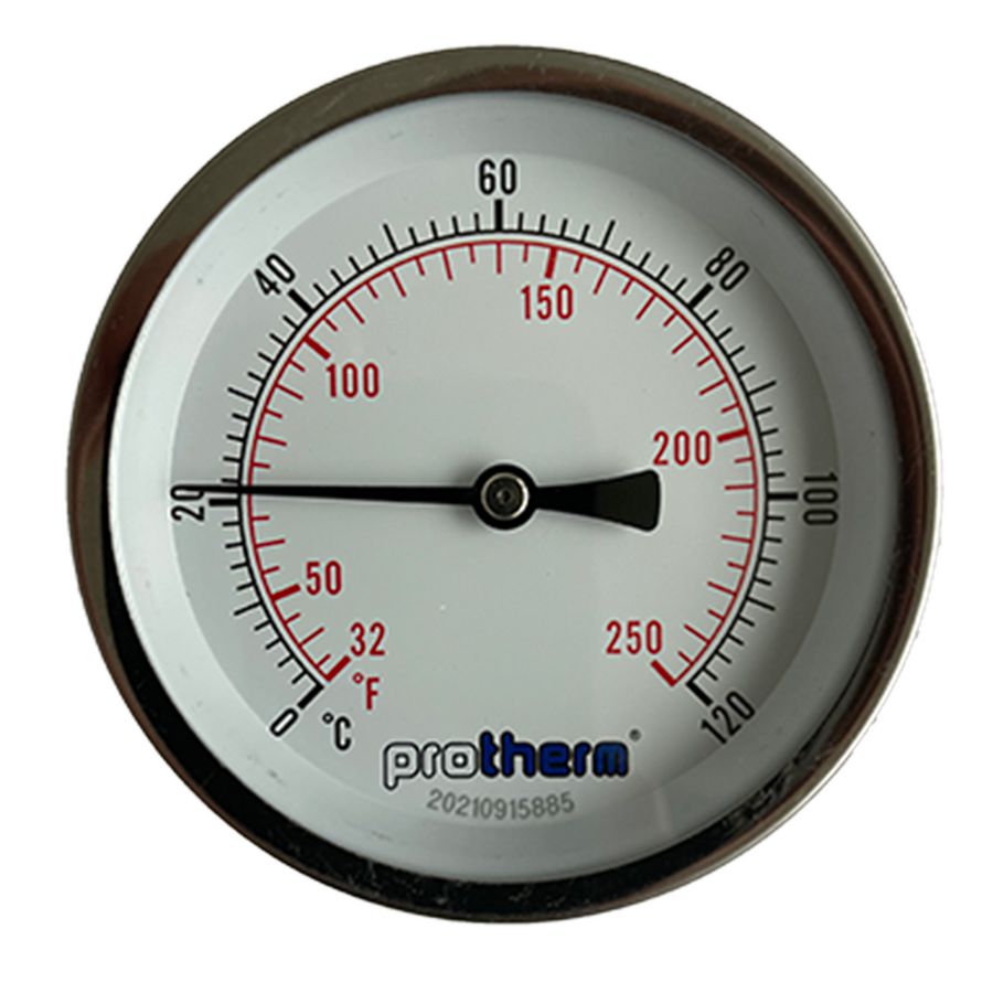 Thermometer 80mm 0-120°C 1/2" achteraansluiting