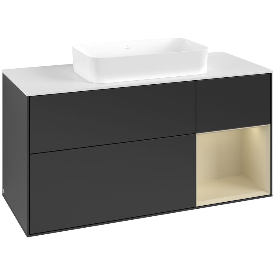 Wastafelonderkast Finion 1200x603x501mm Black Matt Lacquer G711HJPD