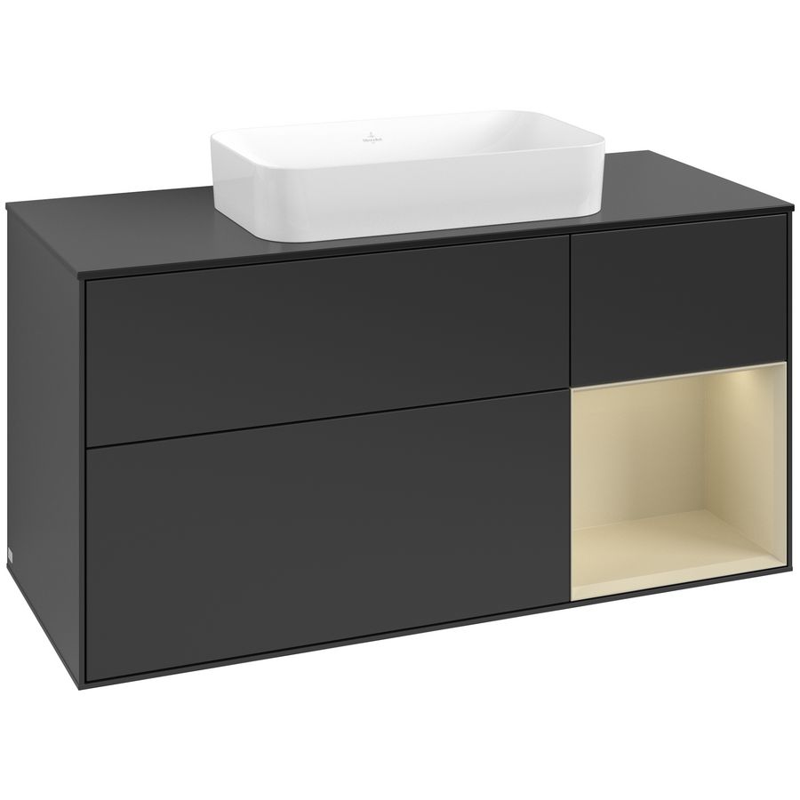 Wastafelonderkast Finion 1200x603x501mm Black Matt Lacquer G712HJPD
