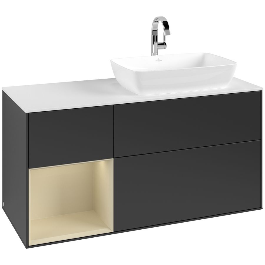 Wastafelonderkast Finion 1200x603x501mm Black Matt Lacquer G801HJPD