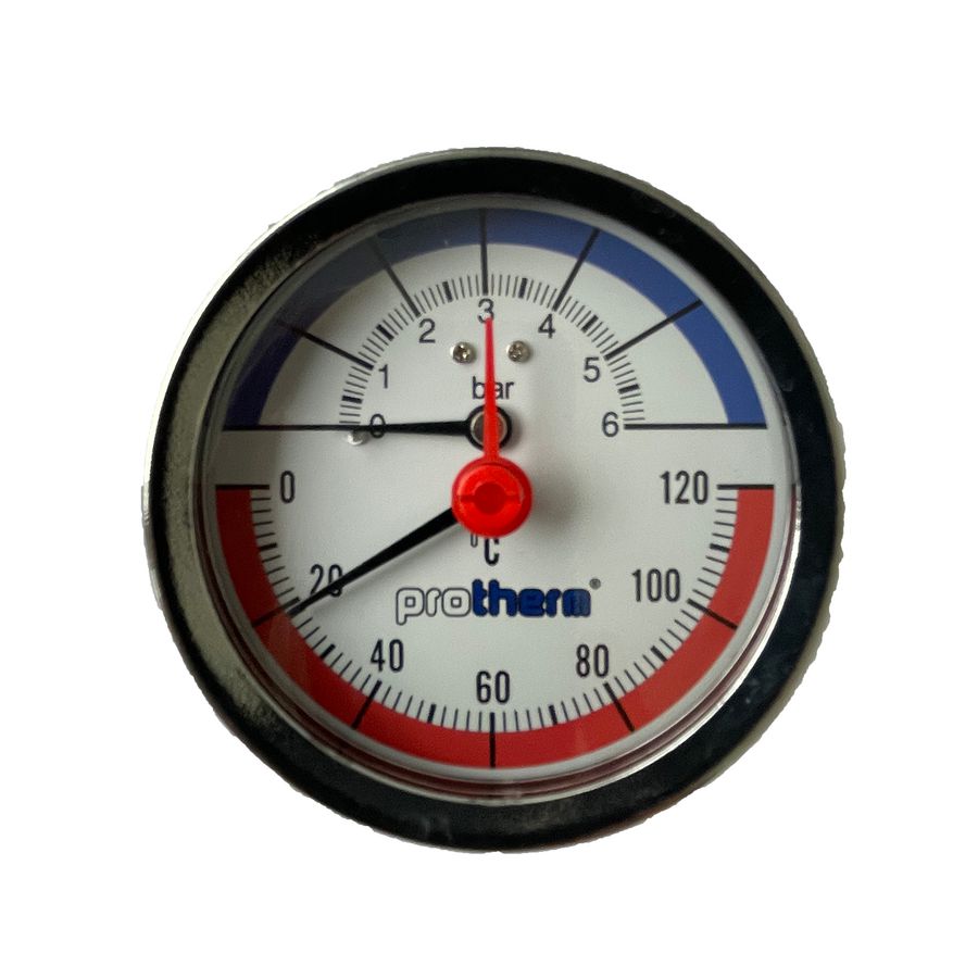 Thermomanometer 80mm 0-120°C 0-6bar 1/2" achteraansluiting