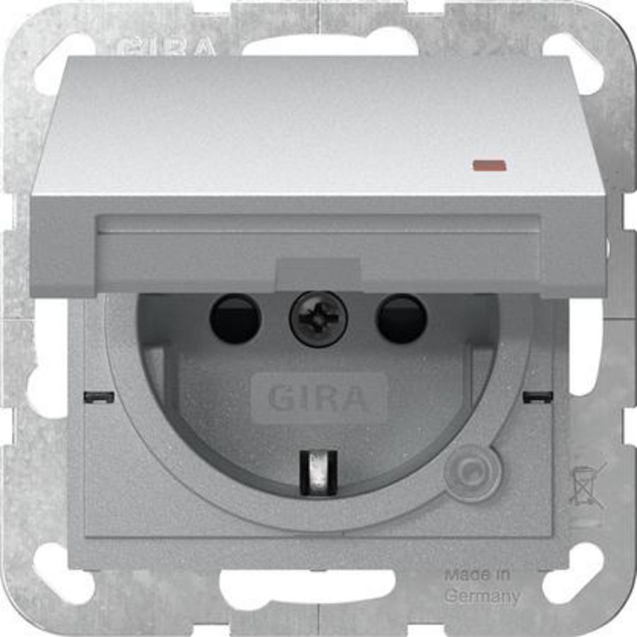 wandcontactdoos met randaarde KD ctrl.l. + Safety Plus System 55 kl.alum.