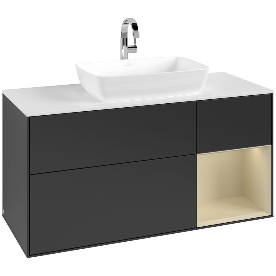 Wastafelonderkast Finion 1200x603x501mm Black Matt Lacquer G831HJPD