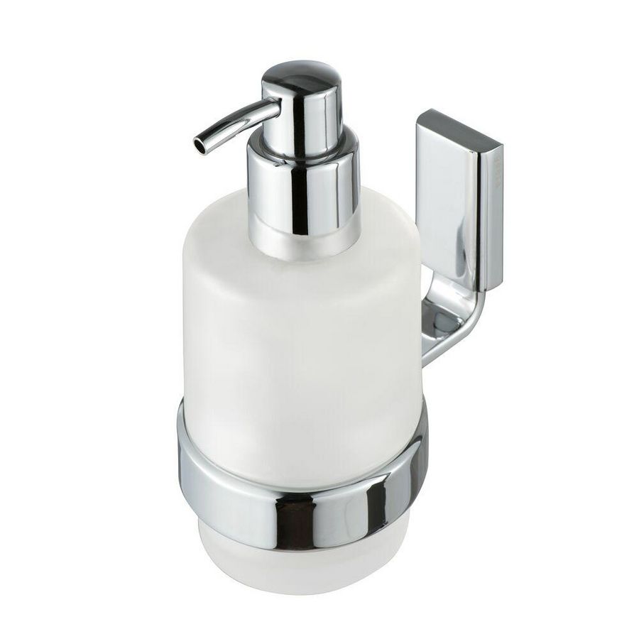 Zeepdispenser 200ml. wit/chroom+houder chroom AIM