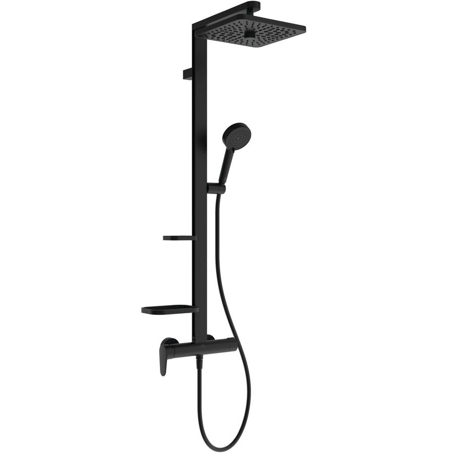 ceraflow alu+ douchesysteem 345x501x1113mm matzwart afwerking, 12 l/min (3 bar) (vierkant)