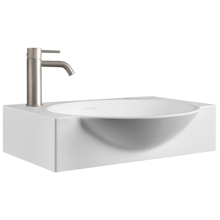 Wastafel 8 top solid sand 40.5x29cm ovale waskom kraangat links (los besteld)