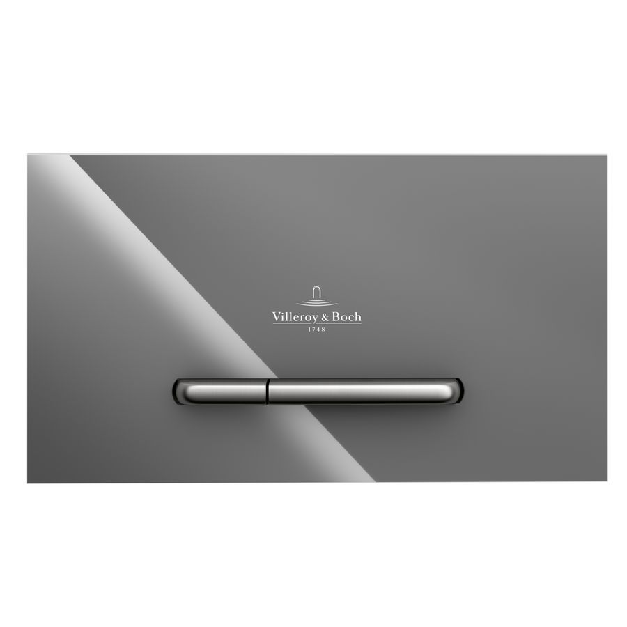 ViConnect wc-bedieningsplaat 253x145x20mm glas glans grijs