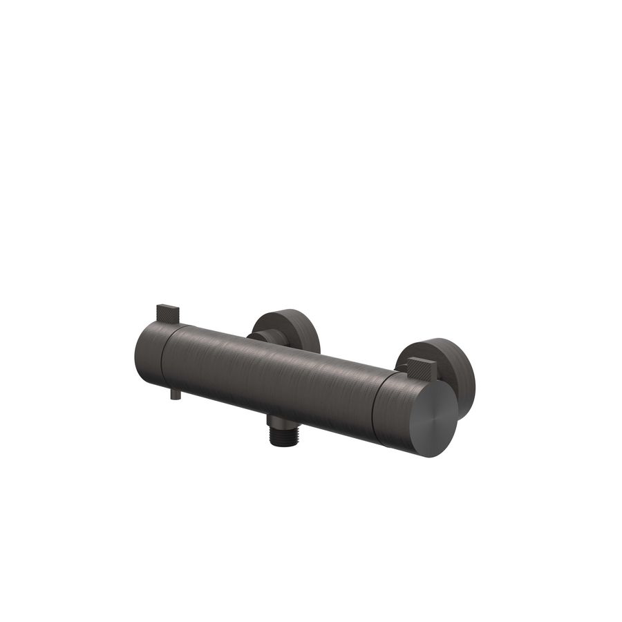 Douchethermostaatkraan TRIBE hoh 150mm cooltouch rvs geborsteld carbon black incl. S-koppelingen