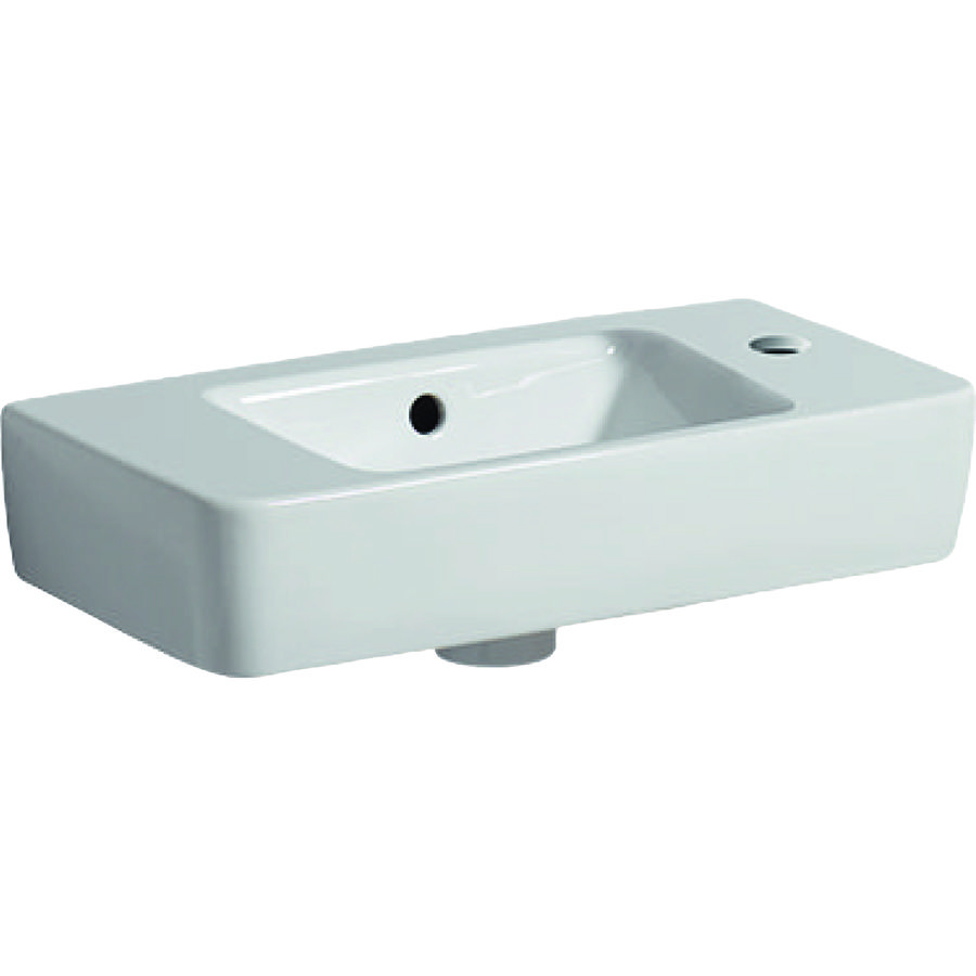 Renova Compact wastafel 50x25cm kraangat rechts met overloop wit afleg L+R Keratect