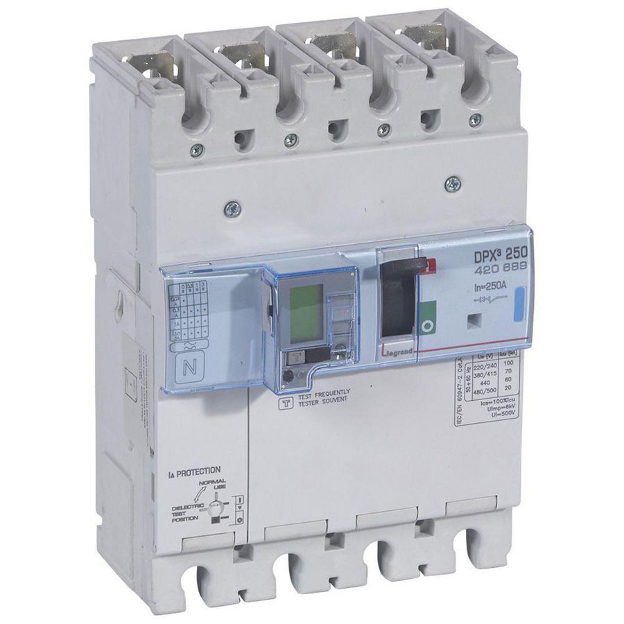 Vermogensschakelaar 250 ELE + PM +RCD 250A 4-polig 70kA DPX3