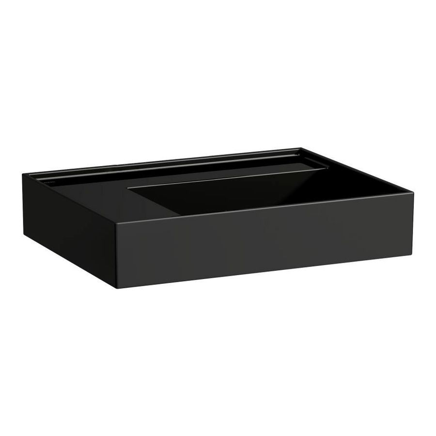 Wastafel sAPhirkeramik links 600x460mm z.kr.gat glossyblack