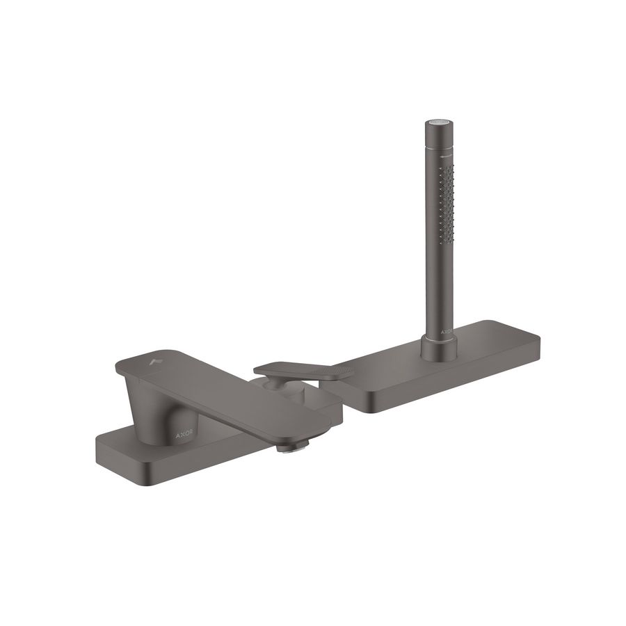 Afbouwdeel 3-gats 1-hendel badrandkraan sBox Cubic Cut greep brushed black chrome Citterio-C