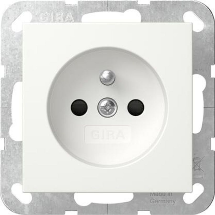 wandcontactdoos aardpen + Safety Plus System 55 zuiver wit m
