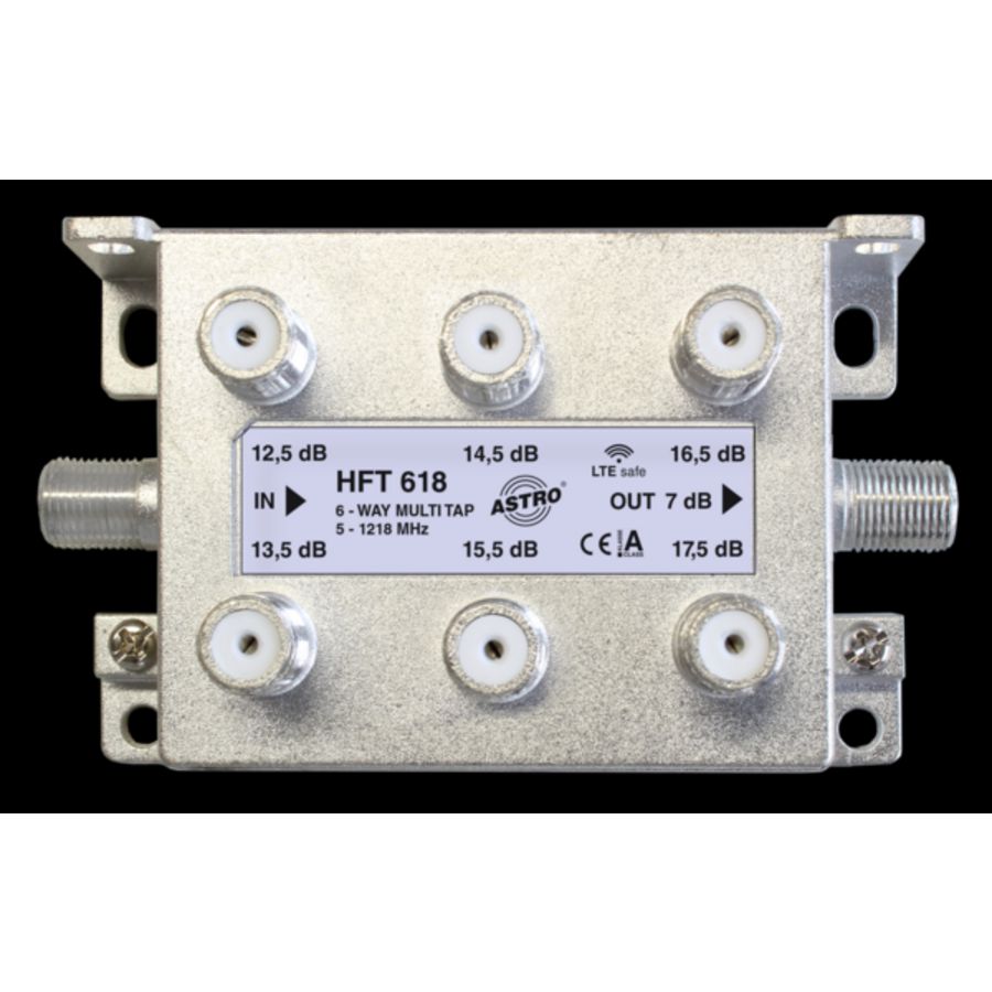Multi-tap 6-voudig 13-18dB aftakdemping retour met f-aans.