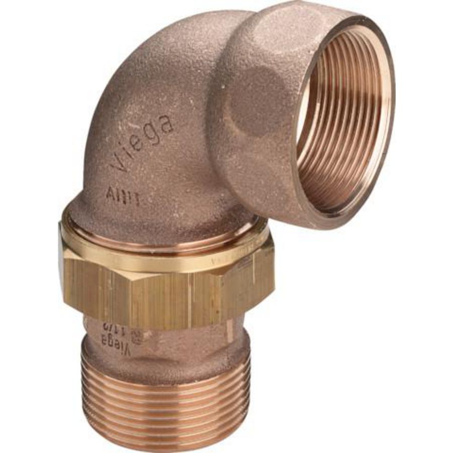 Knieschroefkoppeling 3-del. brons 1/2" vlakdichtend 3088 VVE=10