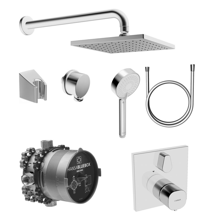 Bluebox doucheset m.vierkante rozet/hoofddouche/inbouwdeel