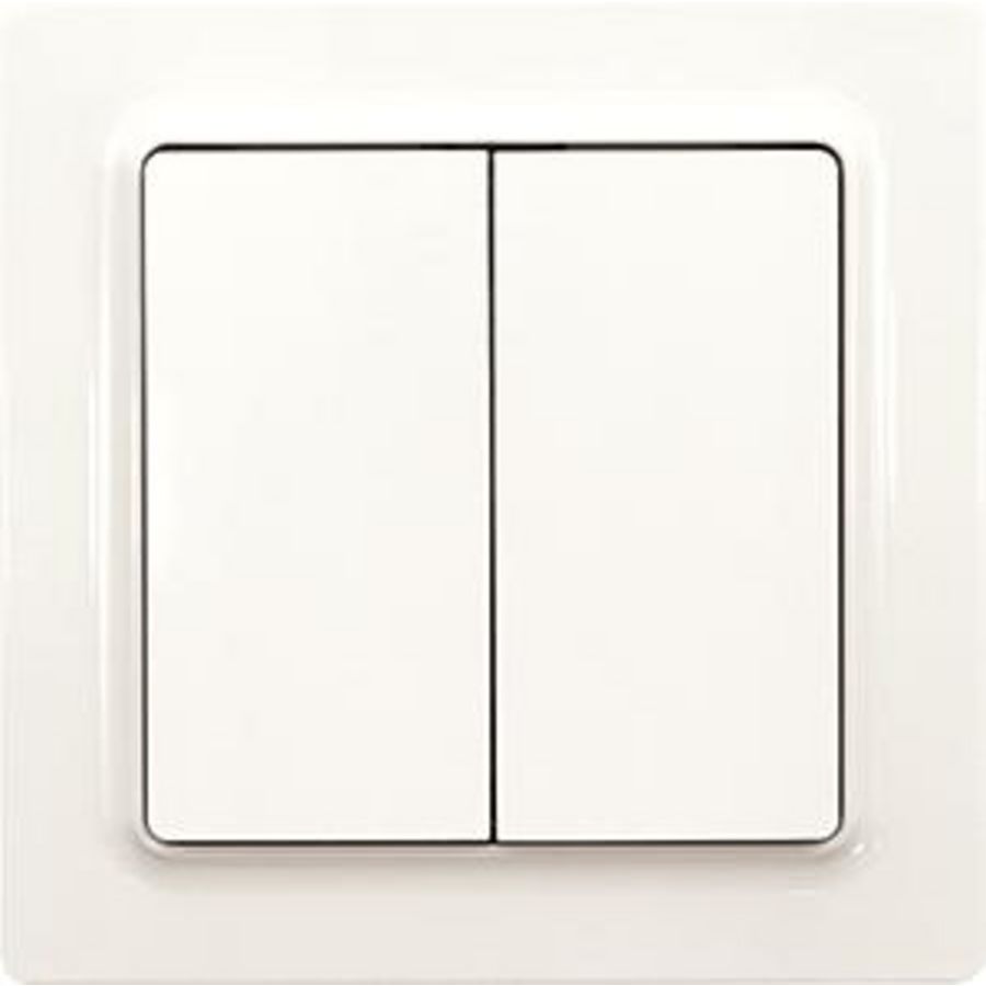 Bedrade pulsdrukker,2 maakctn.,E-Design,55x55 mm,polar wit
