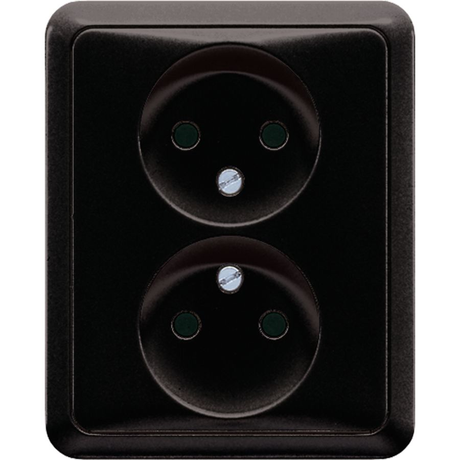 Wandcontactdoos zwart 2-voudig CD500